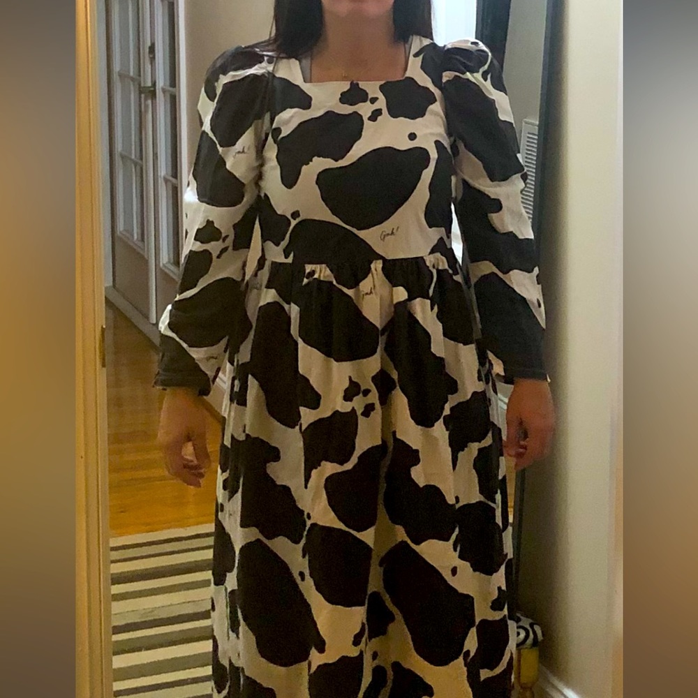 Lisa says Gah! Cow Print Dress with Puffy sleeves
